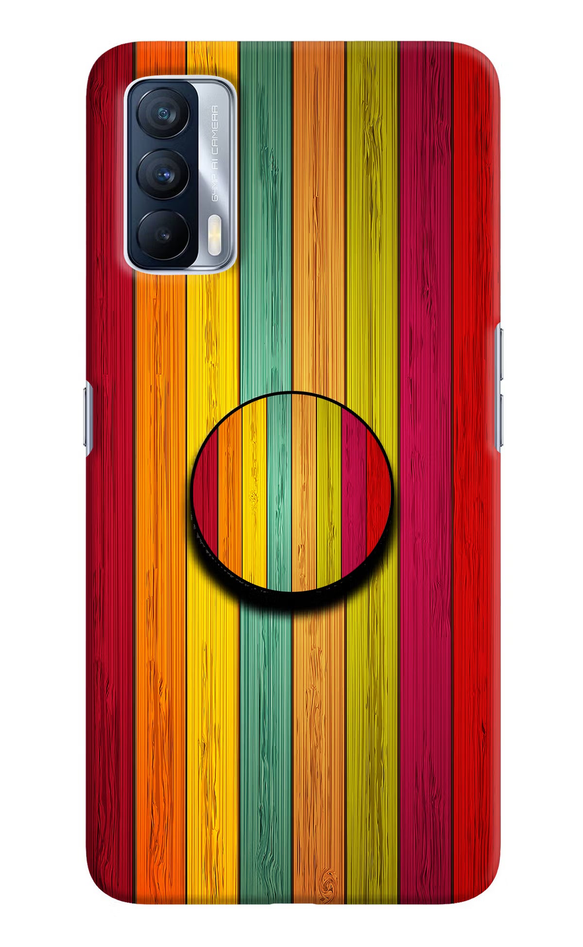 Multicolor Wooden Realme X7 Pop Case by Casekaro