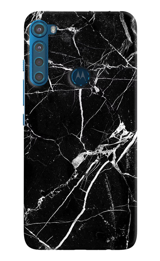 Black Marble Pattern Motorola One Fusion Plus Hard Case Back Cover by Casekaro
