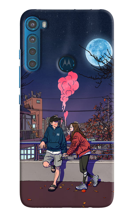 Chilling Couple Motorola One Fusion Plus Hard Case Back Cover by Casekaro