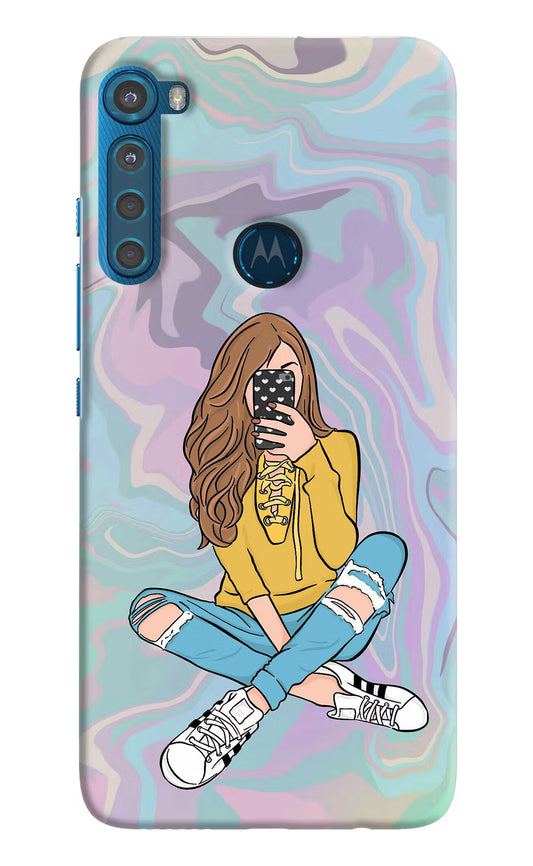 Selfie Girl Motorola One Fusion Plus Hard Case Back Cover by Casekaro