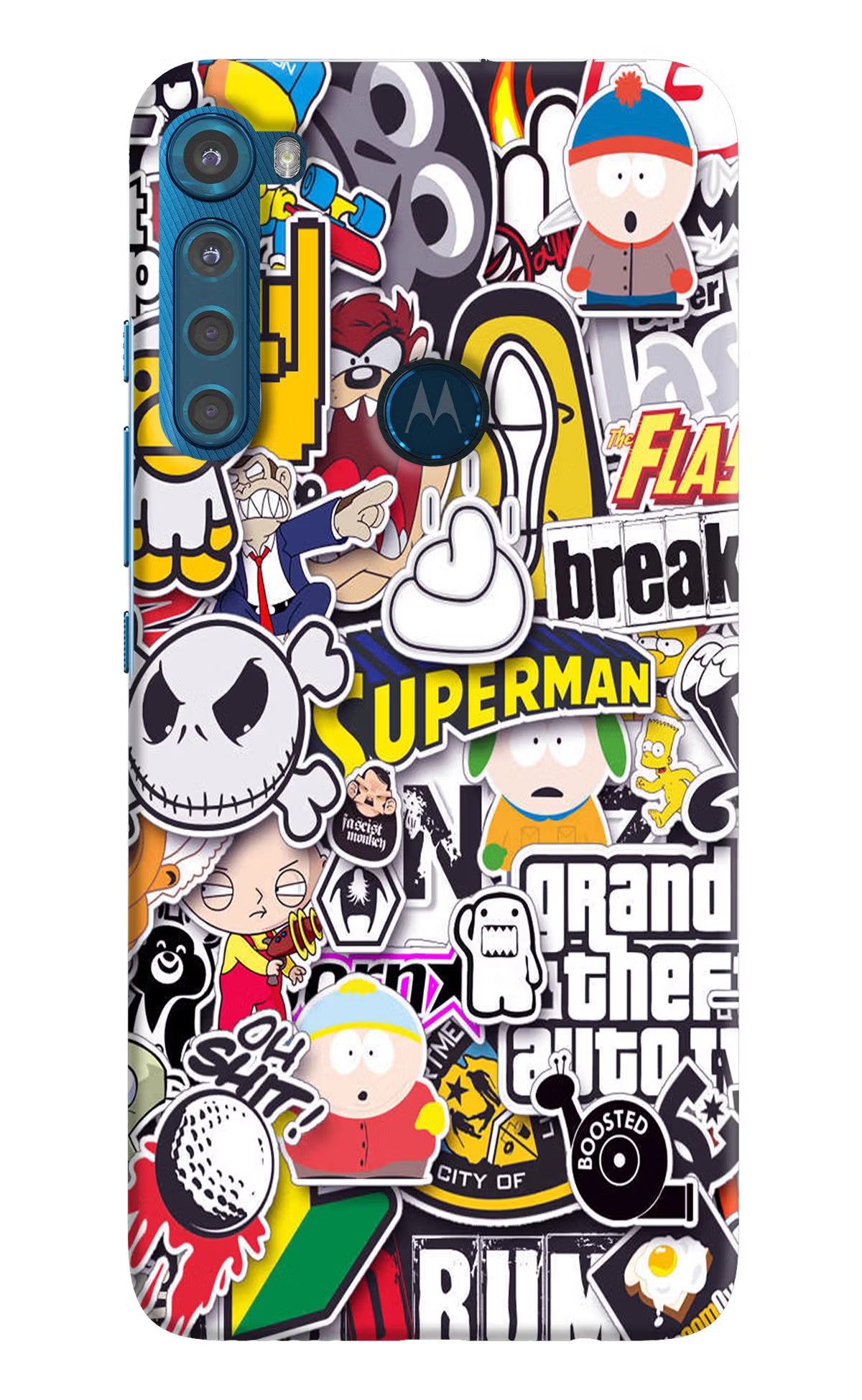 Sticker Bomb Motorola One Fusion Plus Hard Case Back Cover by Casekaro
