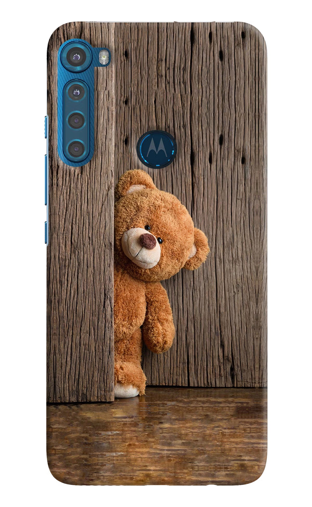 Teddy Wooden Motorola One Fusion Plus Hard Case Back Cover by Casekaro