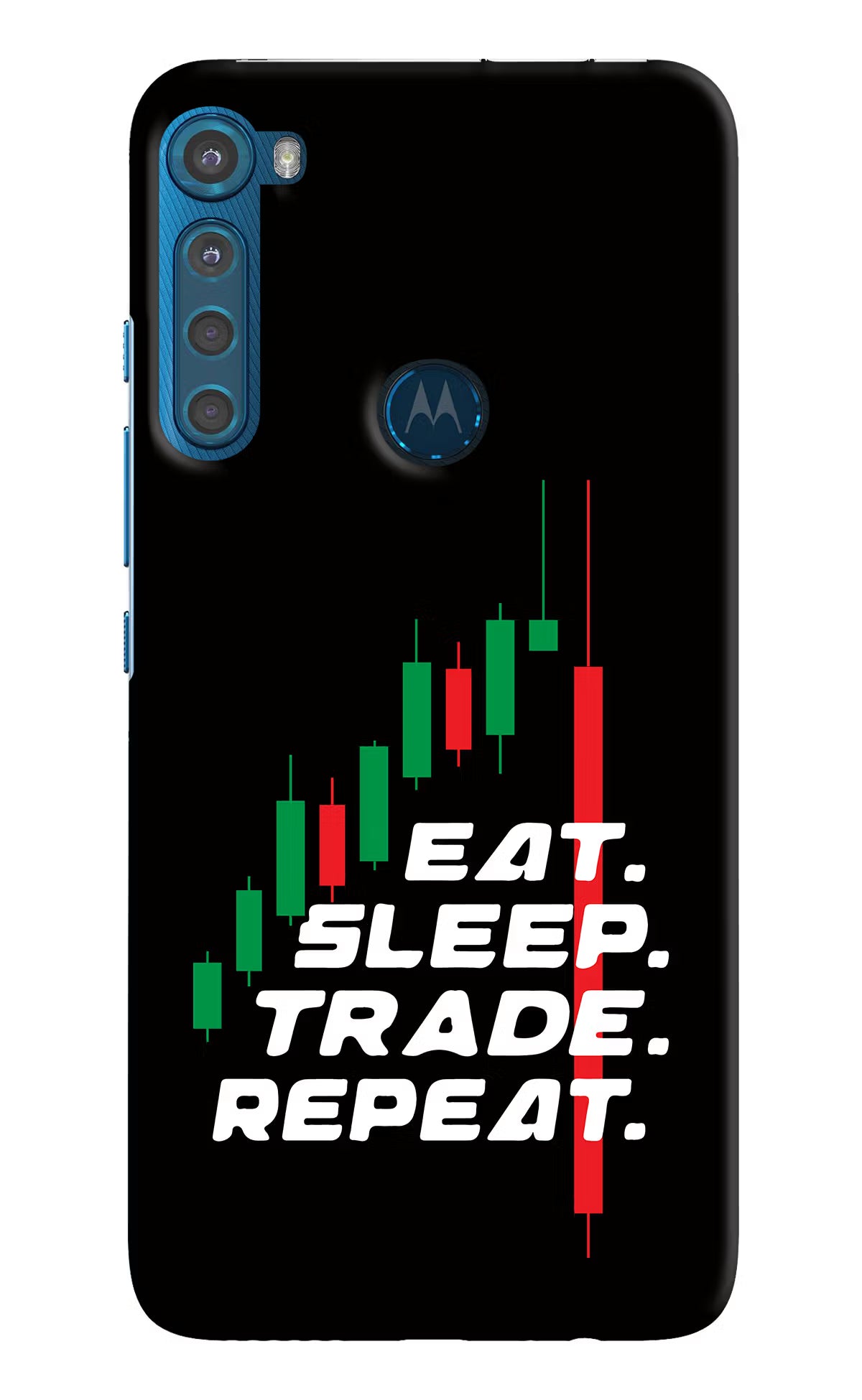 Eat Sleep Trade Repeat Motorola One Fusion Plus Hard Case Back Cover by Casekaro