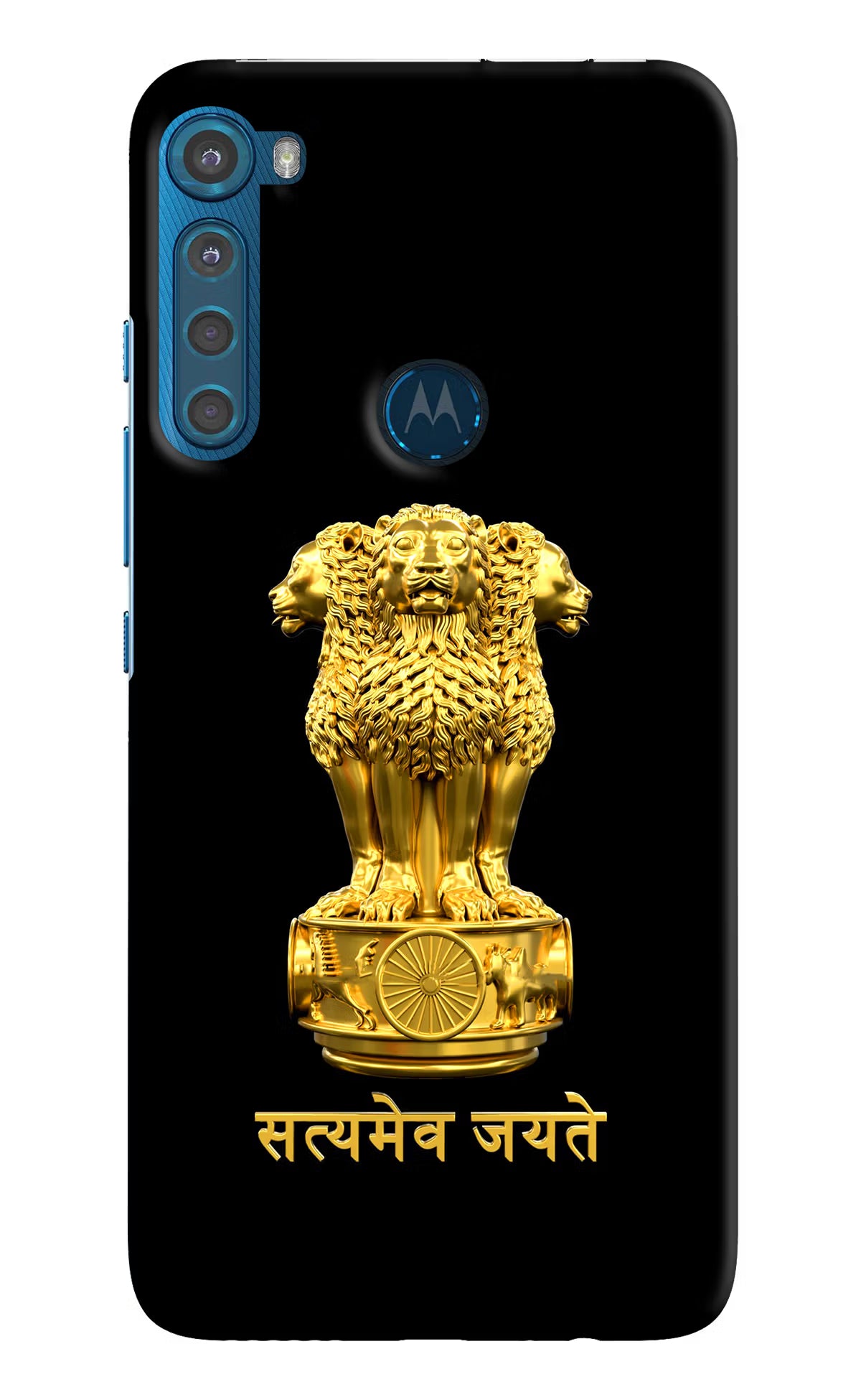 Satyamev Jayate Golden Motorola One Fusion Plus Hard Case Back Cover by Casekaro