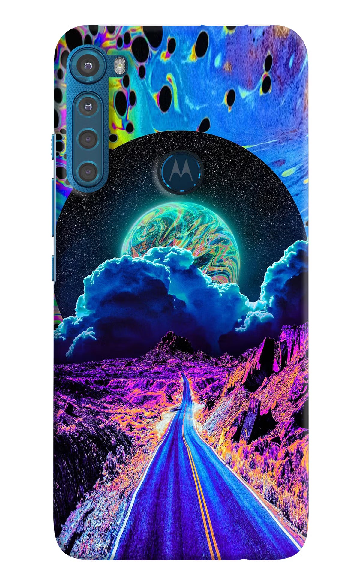 Psychedelic Painting Motorola One Fusion Plus Hard Case Back Cover by Casekaro