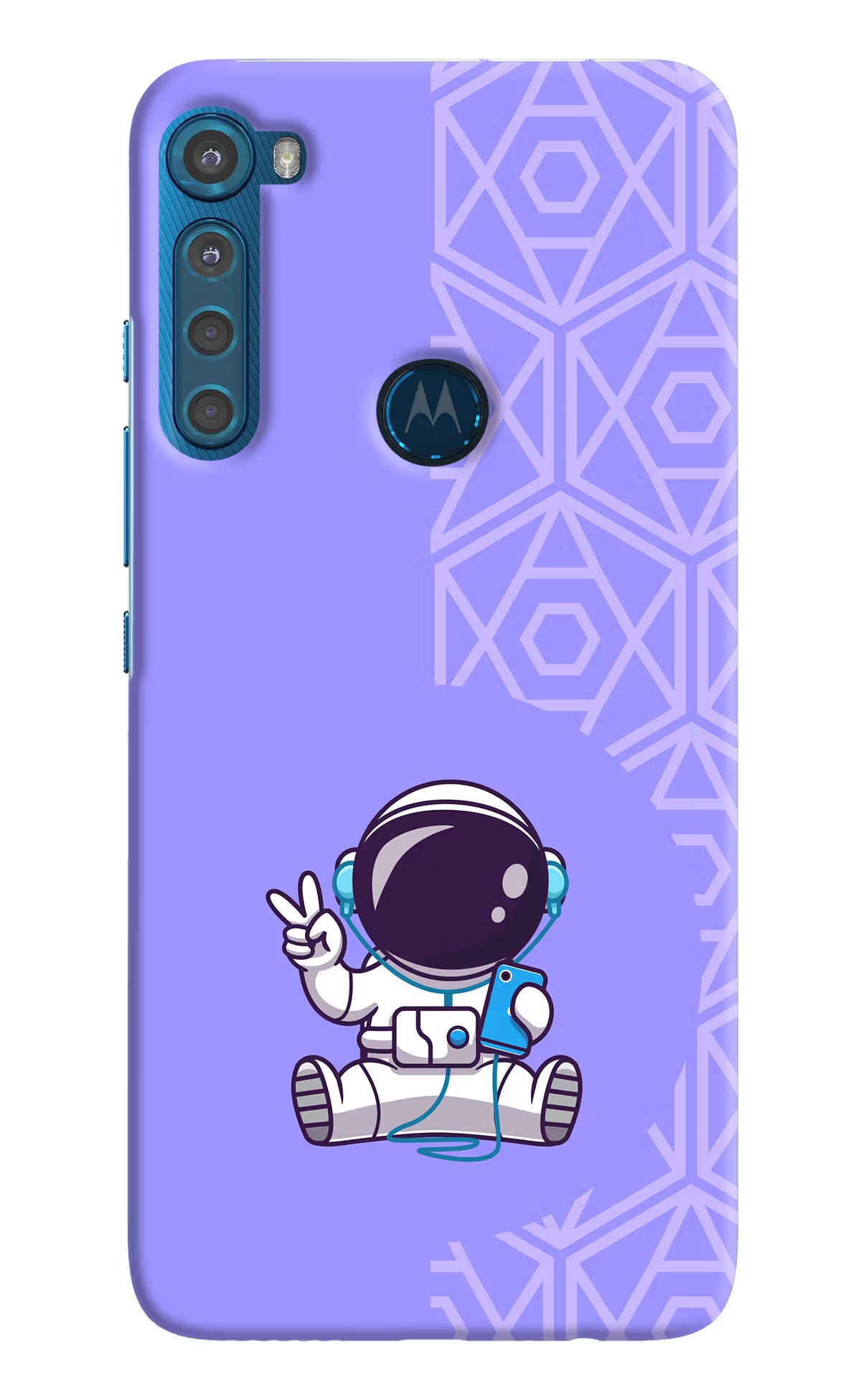 Cute Astronaut Chilling Motorola One Fusion Plus Hard Case Back Cover by Casekaro
