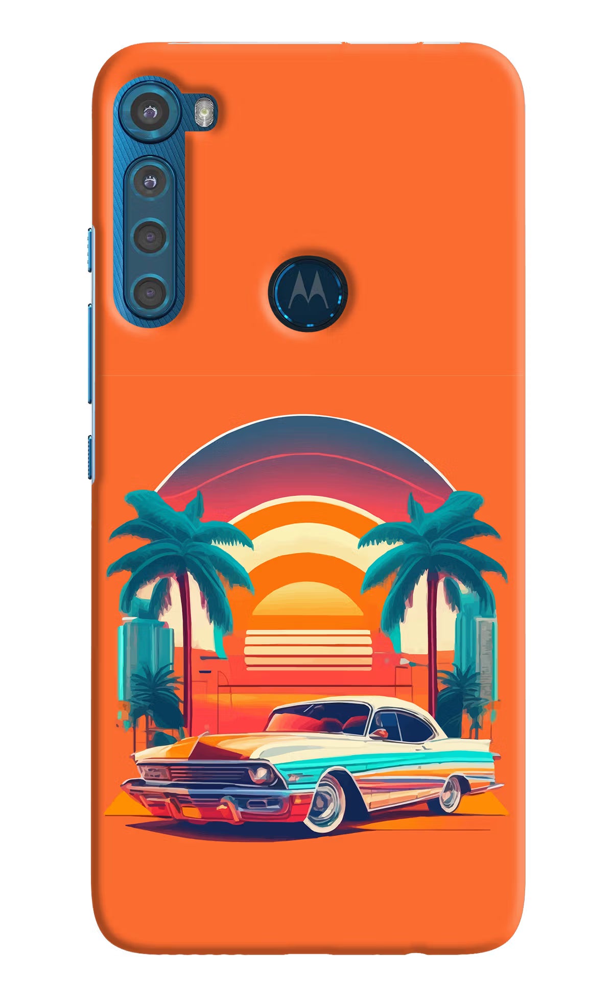 Palm Drive 80s Motorola One Fusion Plus Hard Case Back Cover by Casekaro