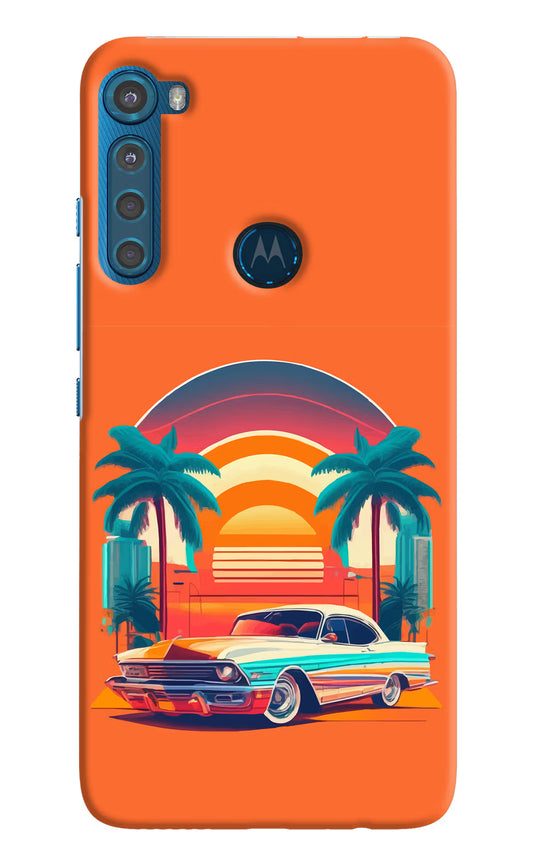 Palm Drive 80s Motorola One Fusion Plus Hard Case Back Cover by Casekaro