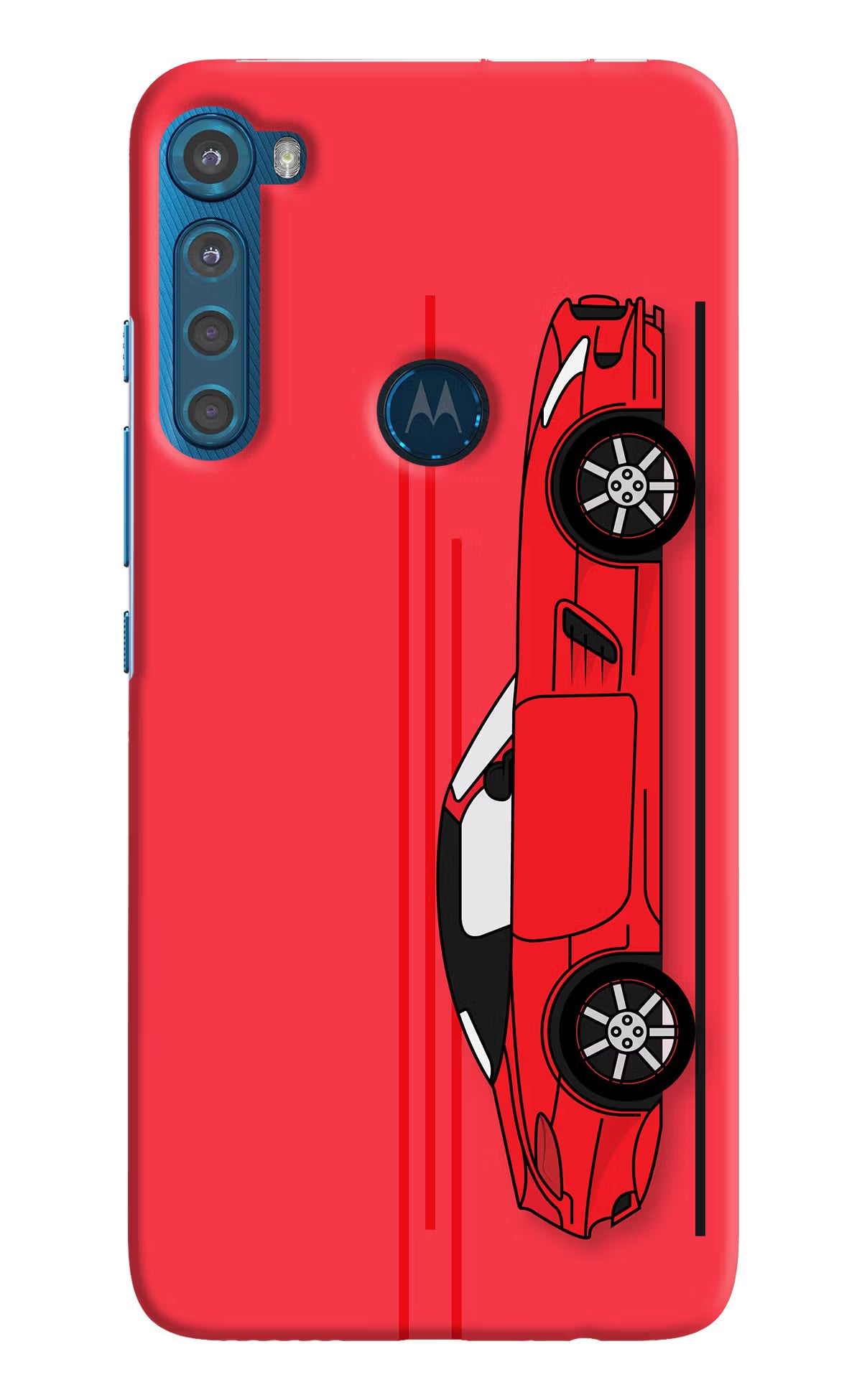 Red Velocity Motorola One Fusion Plus Hard Case Back Cover by Casekaro