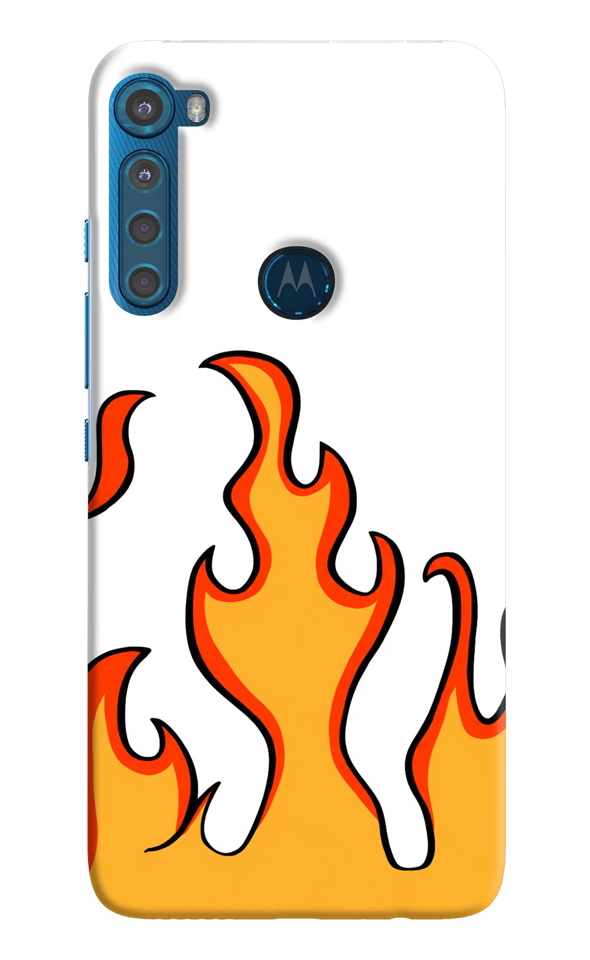 Fired Up – White Motorola One Fusion Plus Hard Case Back Cover by Casekaro