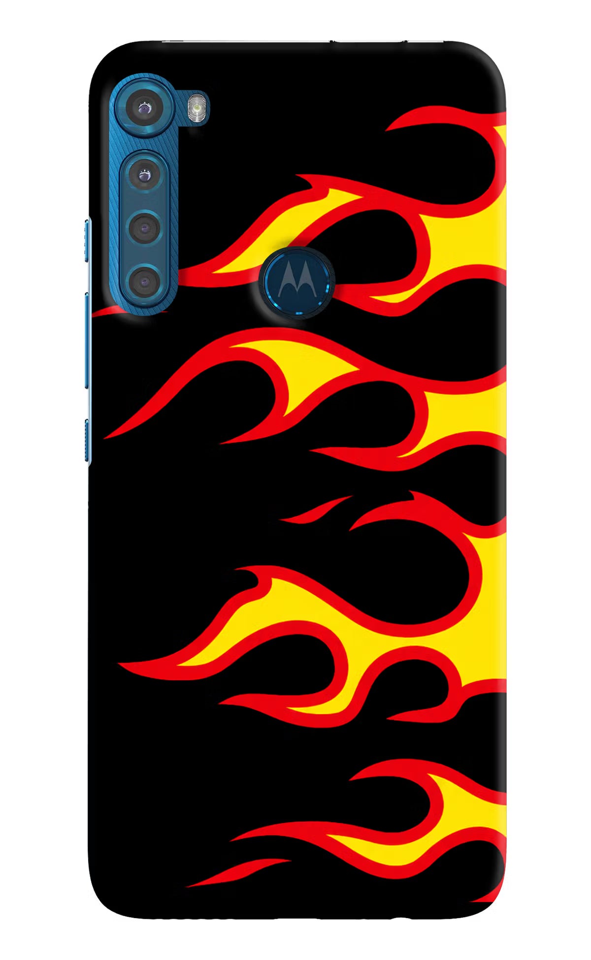 Side Sweep Flames Motorola One Fusion Plus Hard Case Back Cover by Casekaro