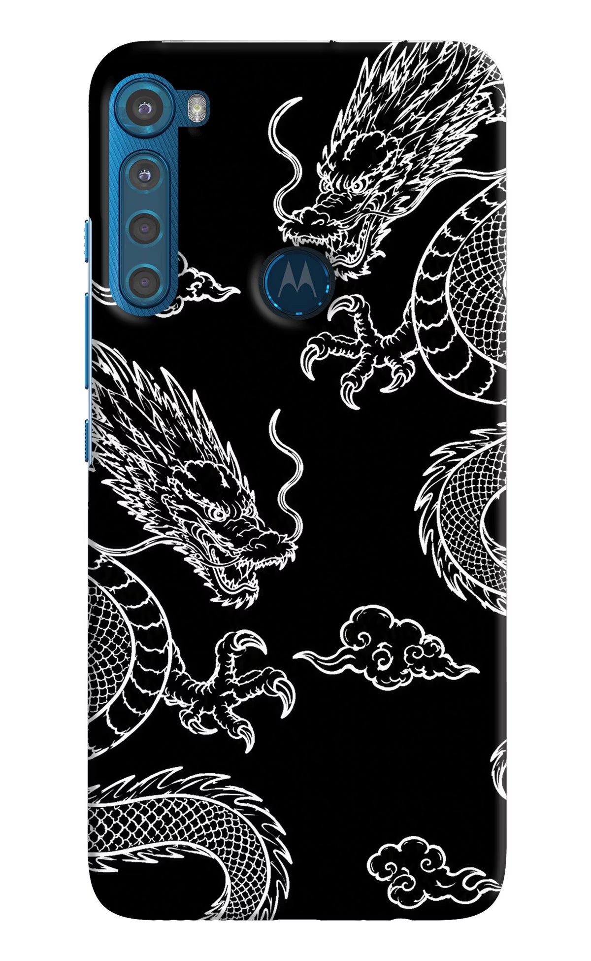 Twin Dragons Motorola One Fusion Plus Hard Case Back Cover by Casekaro