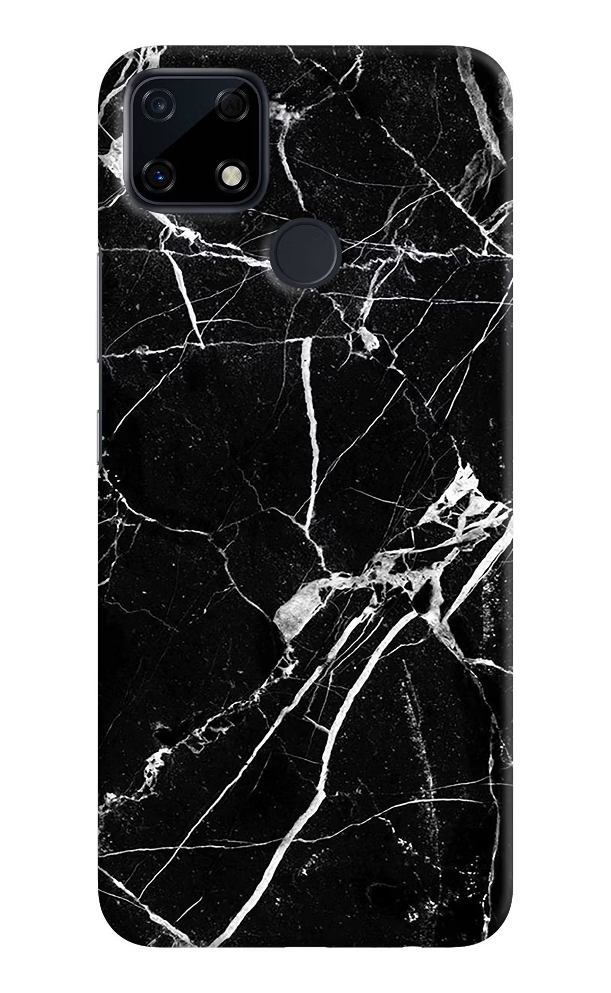 Black Marble Pattern Realme Narzo 30A Hard Case Back Cover by Casekaro