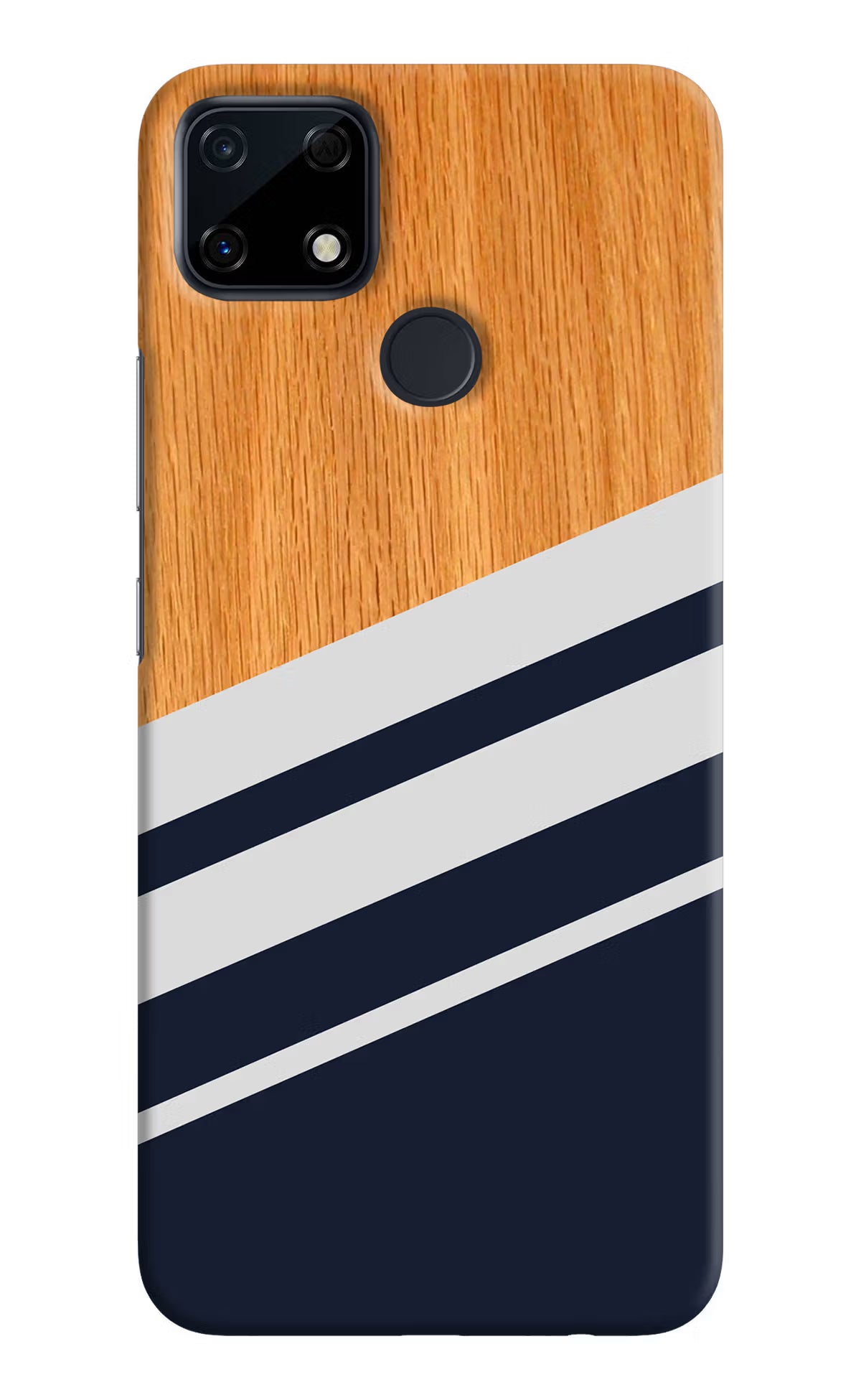 Blue and white wooden Realme Narzo 30A Hard Case Back Cover by Casekaro