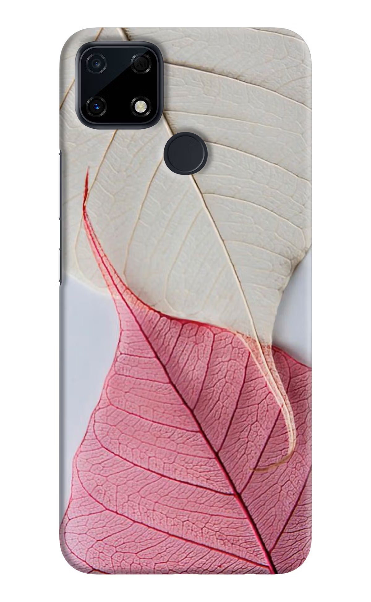 White Pink Leaf Realme Narzo 30A Hard Case Back Cover by Casekaro