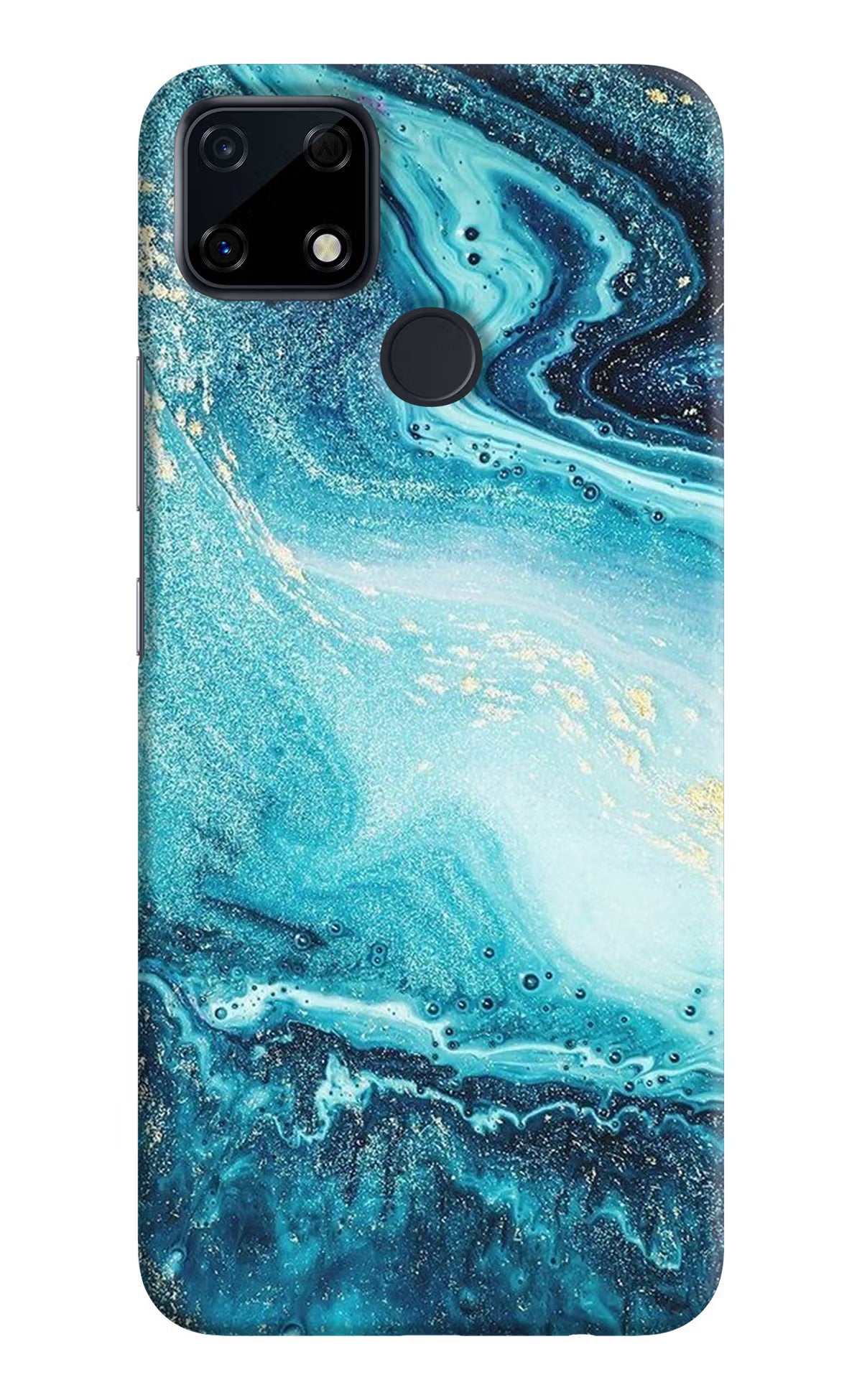 Blue Glitter Marble Realme Narzo 30A Hard Case Back Cover by Casekaro