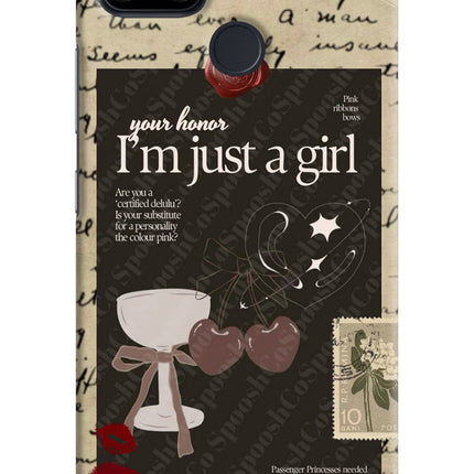 I am just a girl Realme Narzo 30A Hard Case Back Cover by Casekaro