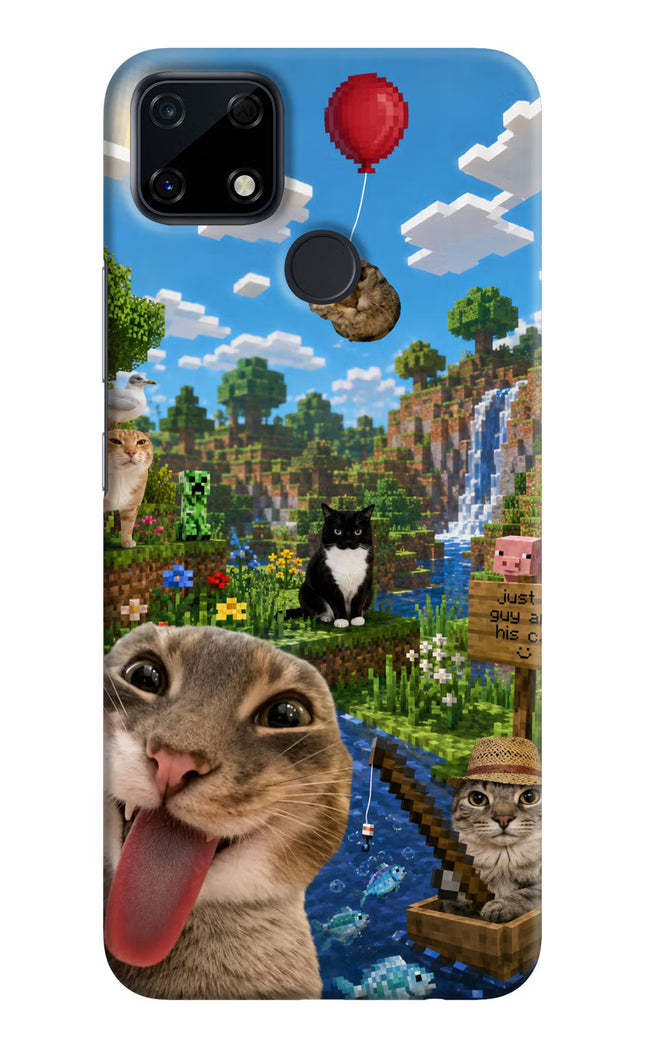 Minecraft Cat Chaos Realme Narzo 30A Hard Case Back Cover by Casekaro