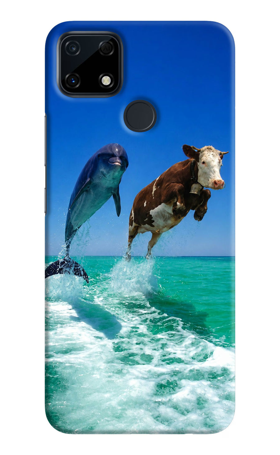 Dolphin vs Cow Realme Narzo 30A Back Cover, Hard case