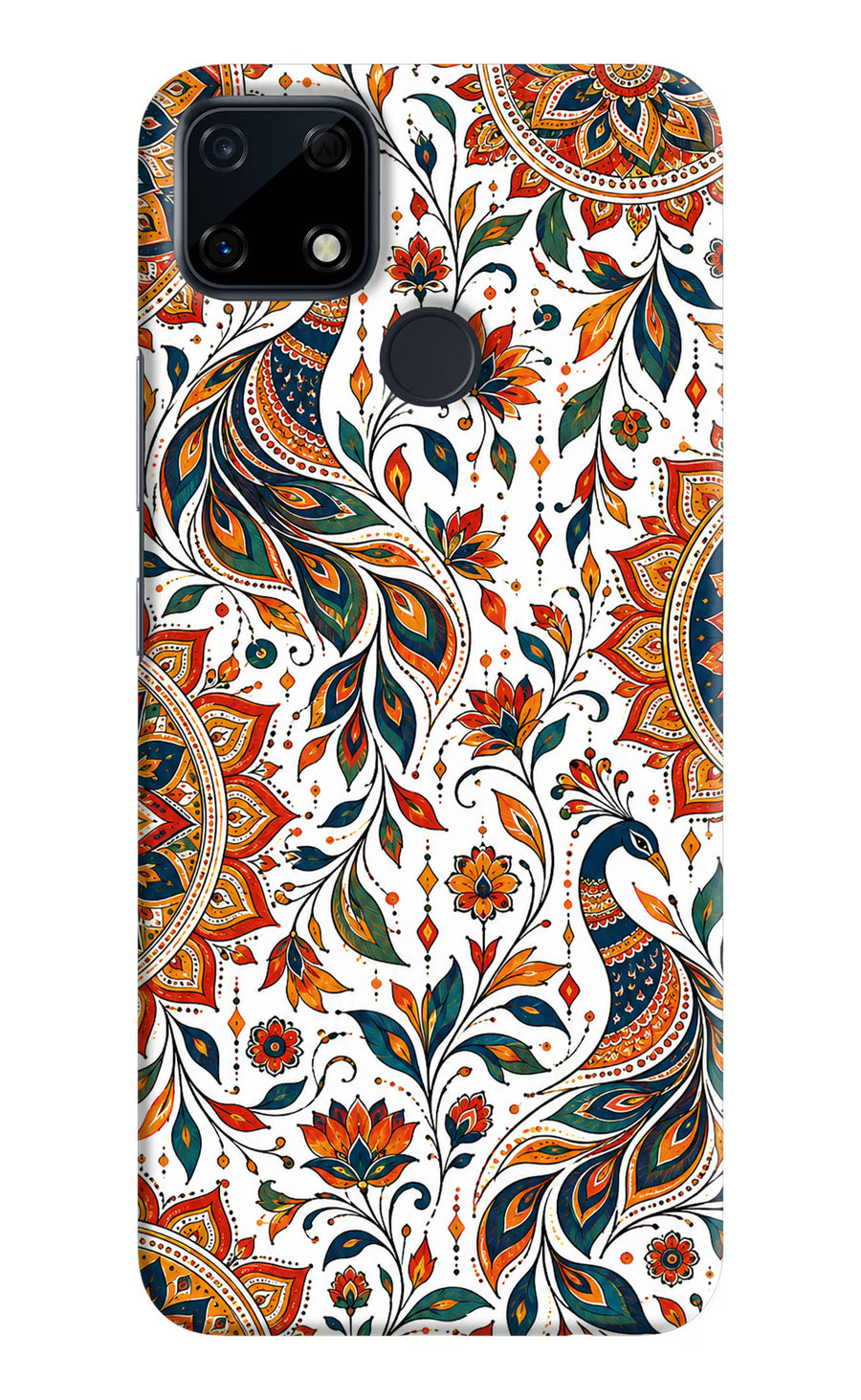 White Mayura Realme Narzo 30A Back Cover, Hard case