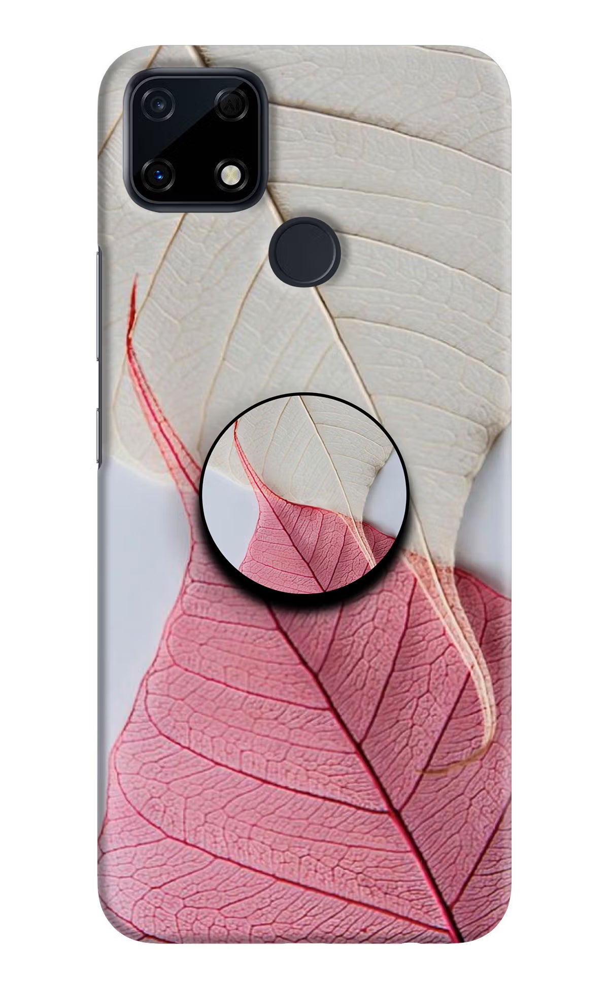White Pink Leaf Realme Narzo 30A Pop Case by Casekaro