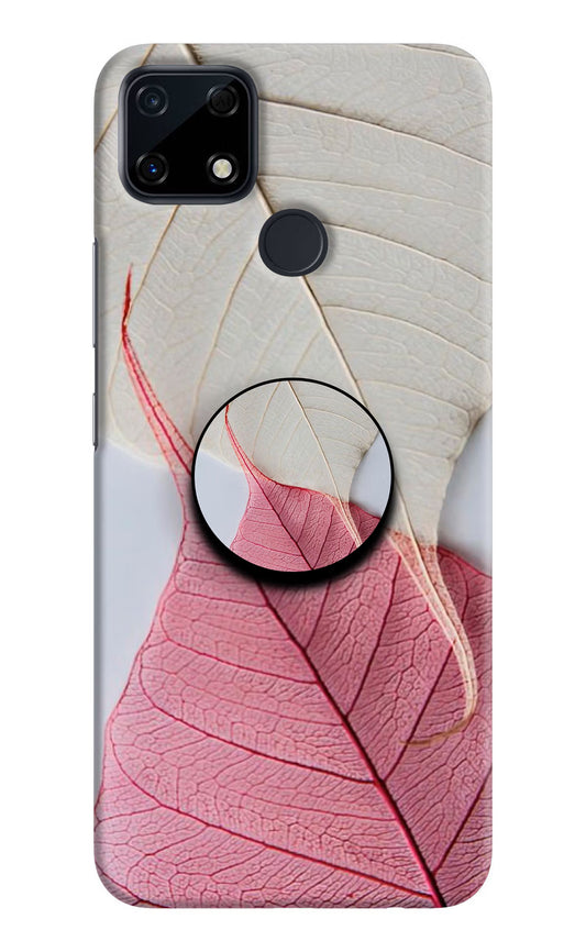 White Pink Leaf Realme Narzo 30A Pop Case by Casekaro