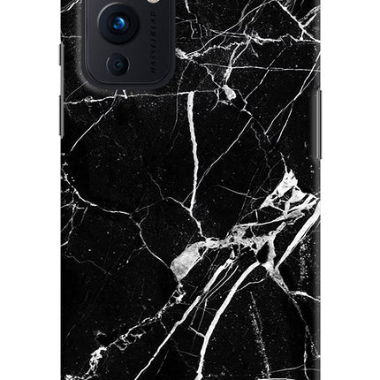 Black Marble Pattern Oneplus 9 Hard Case Back Cover by Casekaro