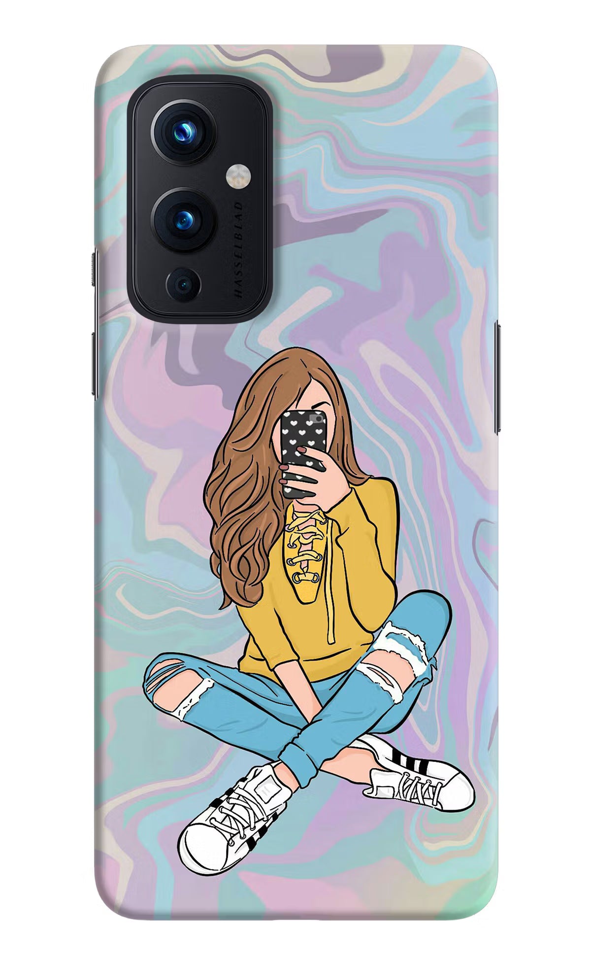 Selfie Girl Oneplus 9 Hard Case Back Cover by Casekaro