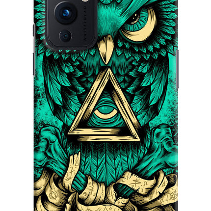 Green Owl Oneplus 9 Hard Case Back Cover by Casekaro