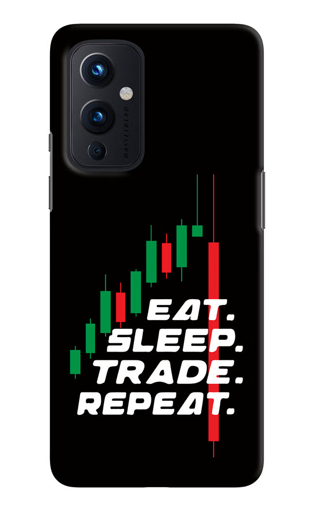 Eat Sleep Trade Repeat Oneplus 9 Hard Case Back Cover by Casekaro