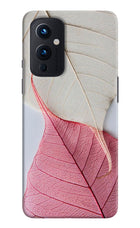 White Pink Leaf Oneplus 9 Hard Case Back Cover by Casekaro