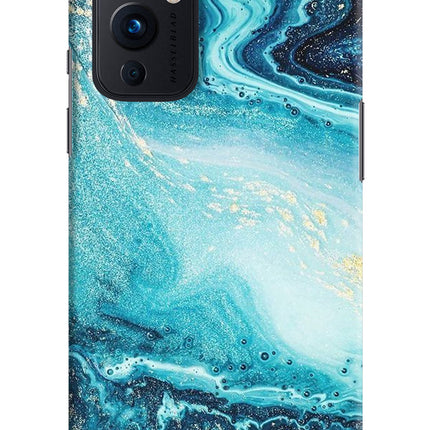Blue Glitter Marble Oneplus 9 Hard Case Back Cover by Casekaro