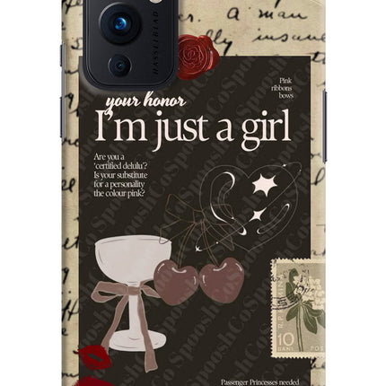 I am just a girl Oneplus 9 Hard Case Back Cover by Casekaro