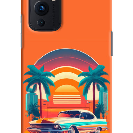 Palm Drive 80s Oneplus 9 Hard Case Back Cover by Casekaro