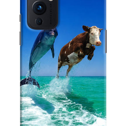 Dolphin vs Cow Oneplus 9 Hard Case Back Cover by Casekaro