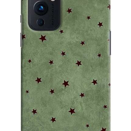 Green Stars Oneplus 9 Hard Case Back Cover by Casekaro