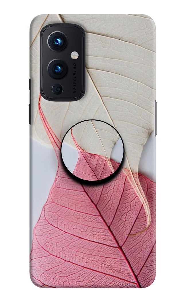 White Pink Leaf Oneplus 9 Pop Case by Casekaro