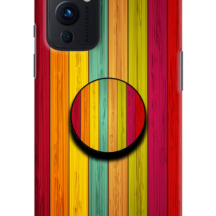 Multicolor Wooden Oneplus 9 Pop Case by Casekaro