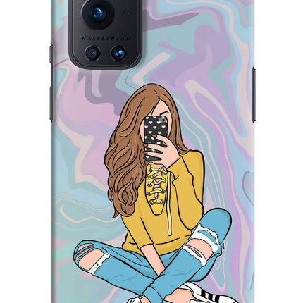 Selfie Girl Oneplus 9 Pro Hard Case Back Cover by Casekaro