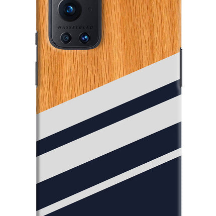 Blue and white wooden Oneplus 9 Pro Hard Case Back Cover by Casekaro