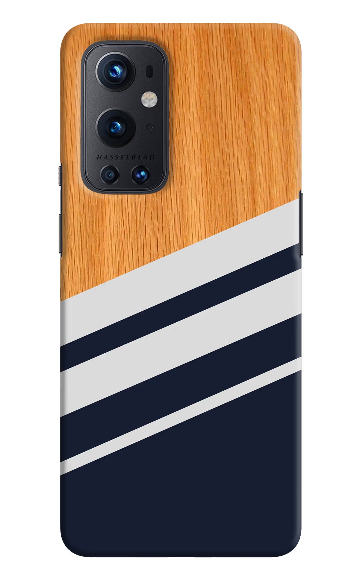 Blue and white wooden Oneplus 9 Pro Hard Case Back Cover by Casekaro