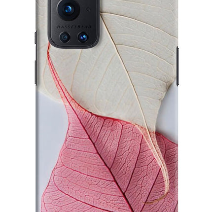 White Pink Leaf Oneplus 9 Pro Hard Case Back Cover by Casekaro