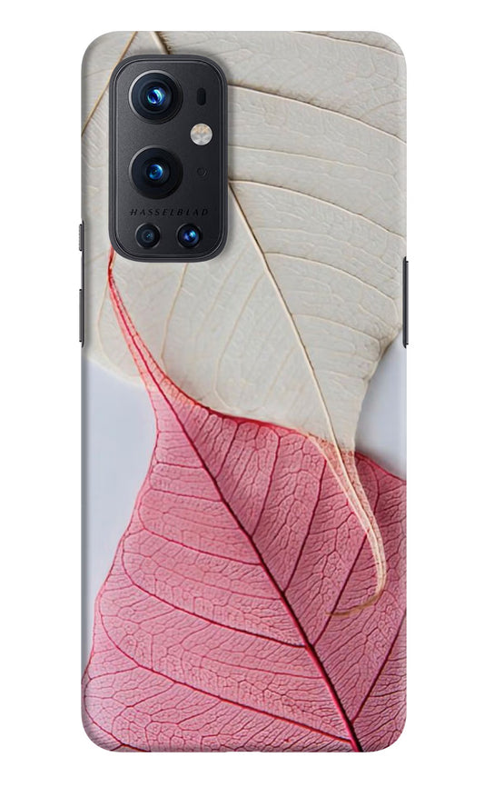 White Pink Leaf Oneplus 9 Pro Hard Case Back Cover by Casekaro