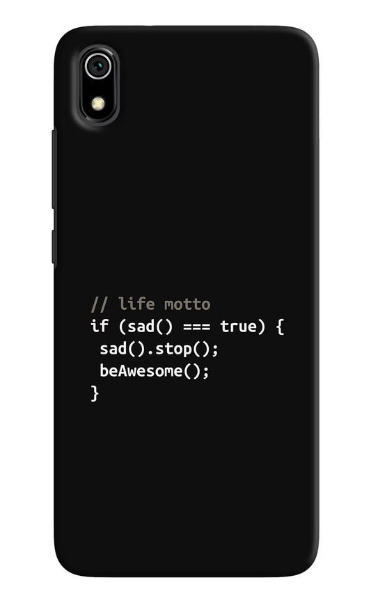 Life Motto Code Redmi 7A Hard Case Back Cover by Casekaro