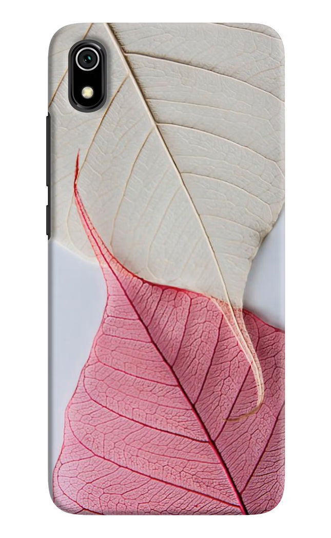 White Pink Leaf Redmi 7A Hard Case Back Cover by Casekaro