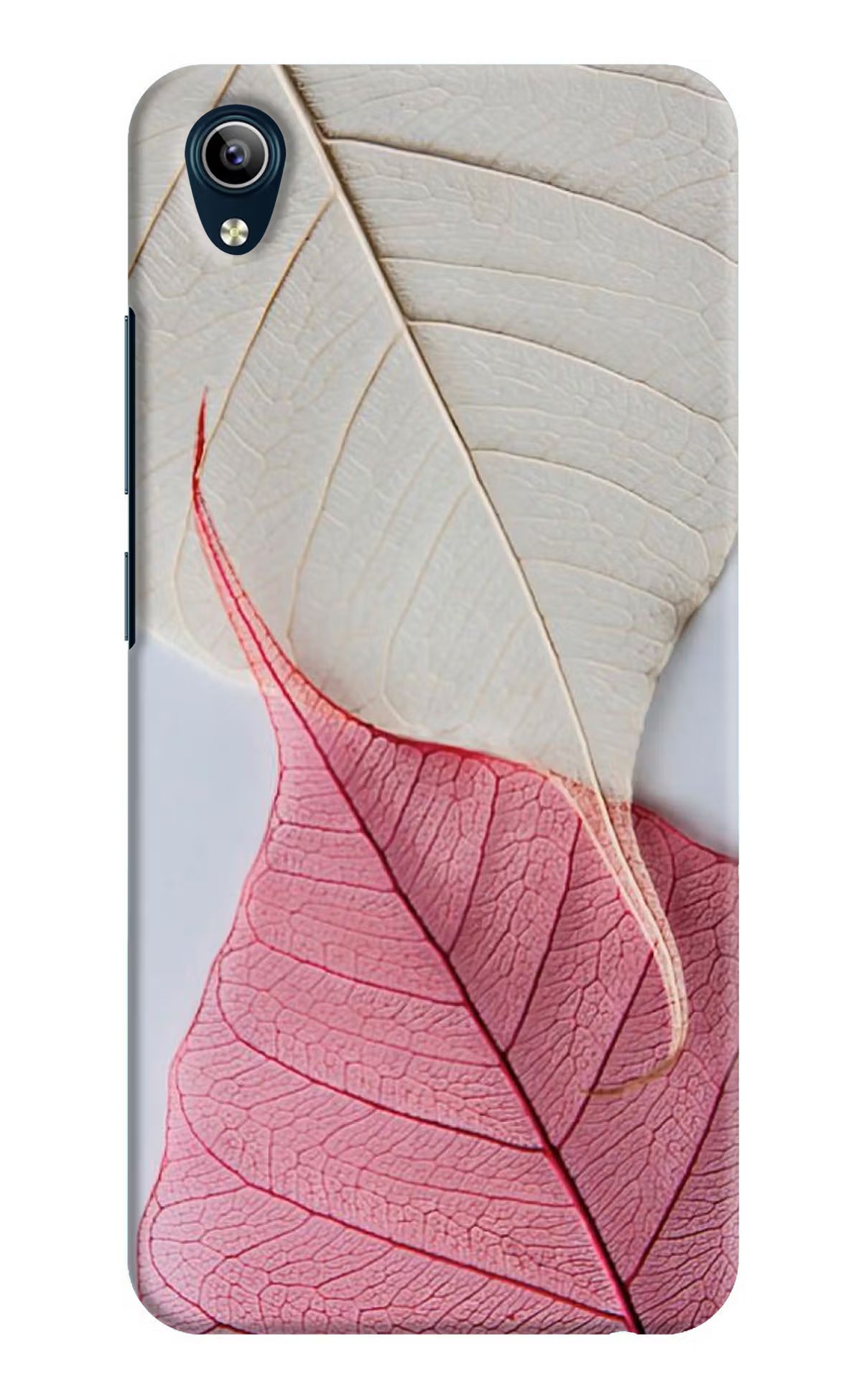 White Pink Leaf Vivo Y91i/Y1s Hard Case Back Cover by Casekaro