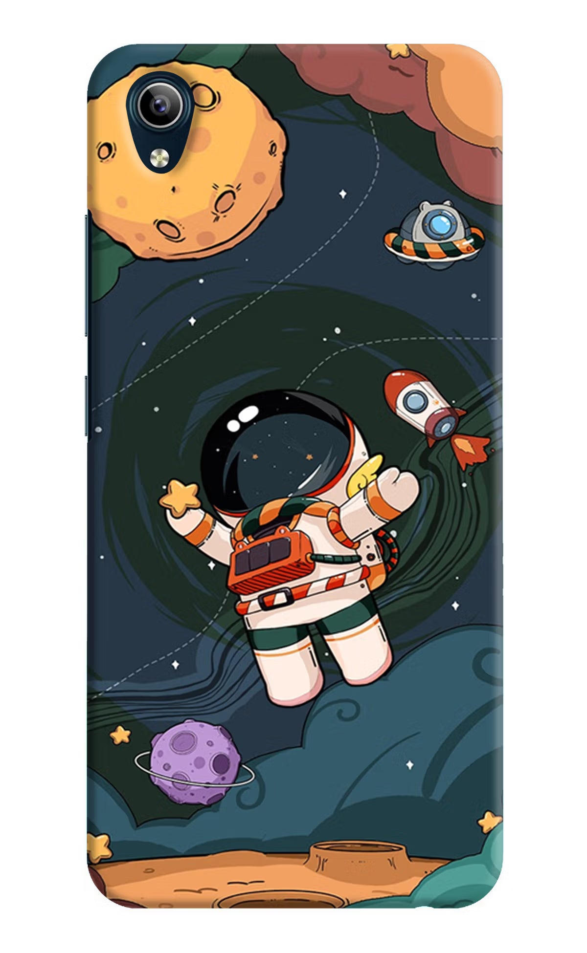 Cartoon Astronaut Vivo Y91i/Y1s Hard Case Back Cover by Casekaro