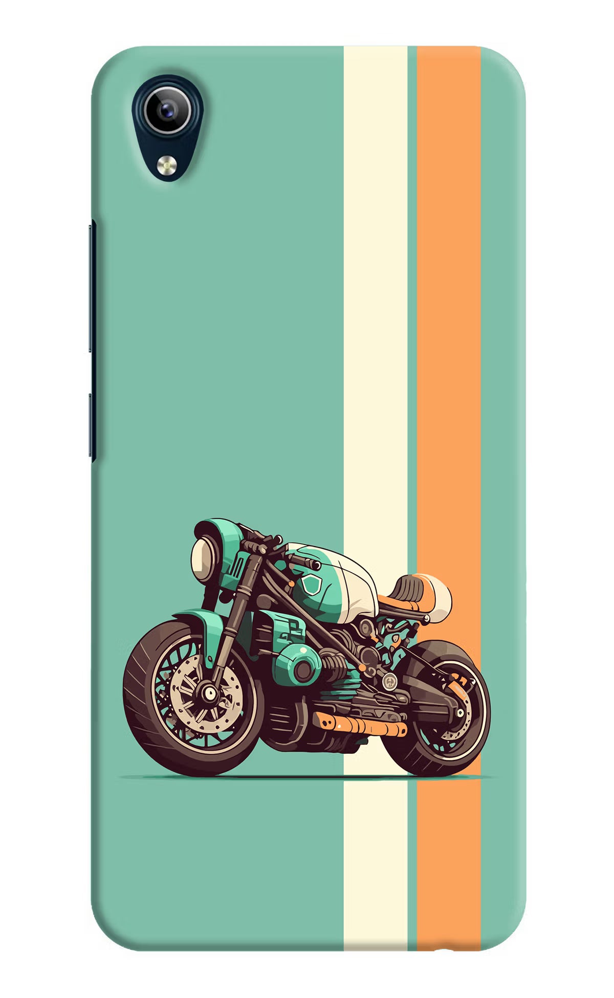 Striped Moto Drift Vivo Y91i/Y1s Hard Case Back Cover by Casekaro