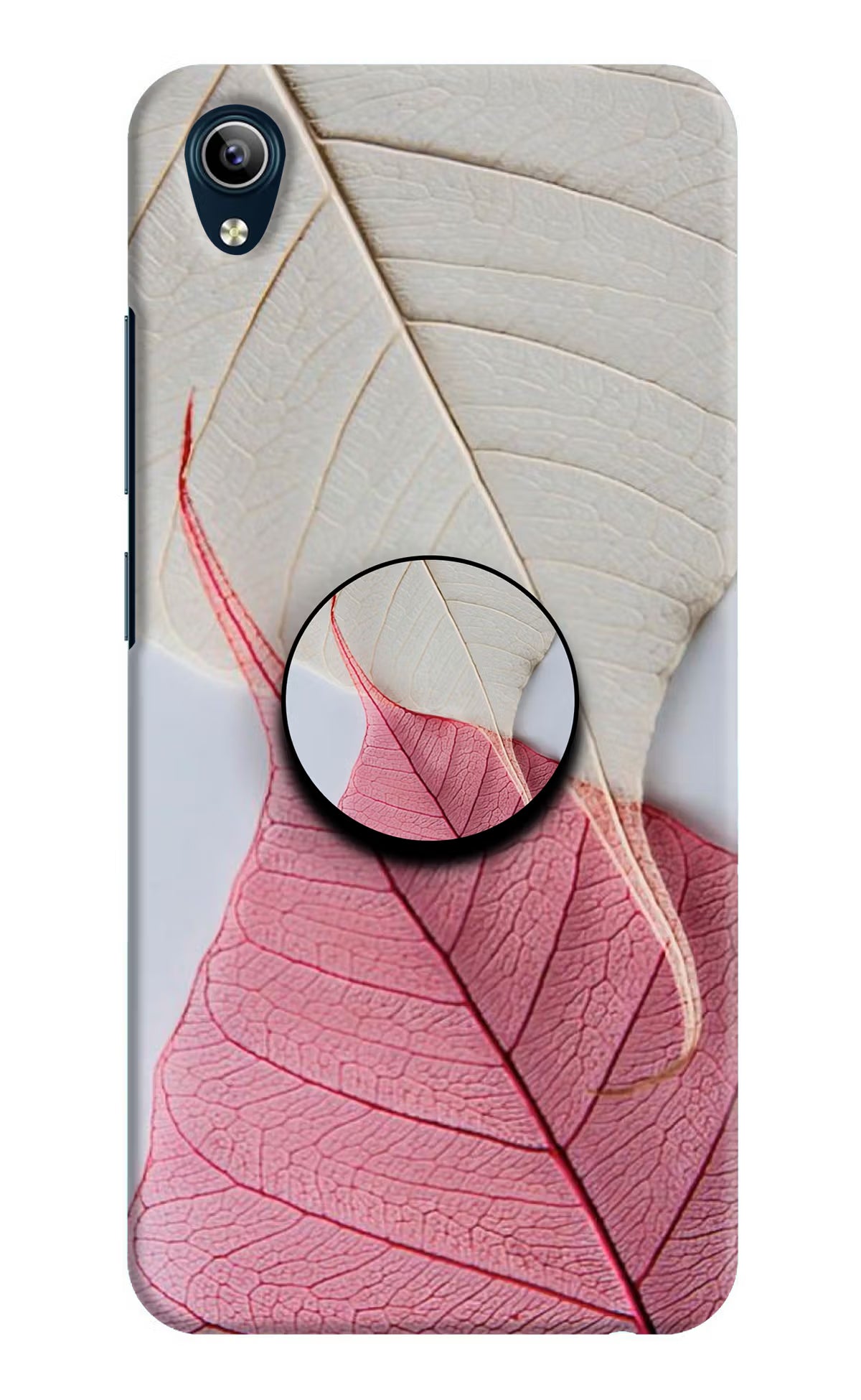 White Pink Leaf Vivo Y91i/Y1s Pop Case by Casekaro
