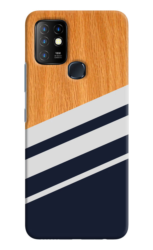 Blue and white wooden Infinix Hot 10 Hard Case Back Cover by Casekaro